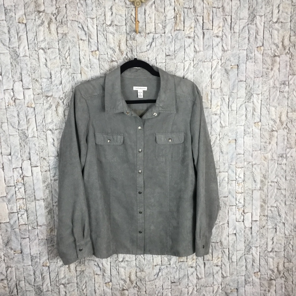 Croft’s‎ & Barrow PL gray brushed velour shirt